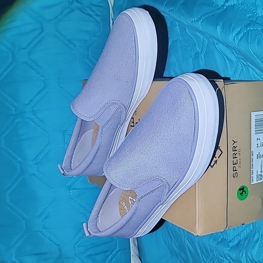 New Sperry Women's Crest Twin Gore Slip-on Sneaker Grey - 9.5 Medium Preppy
